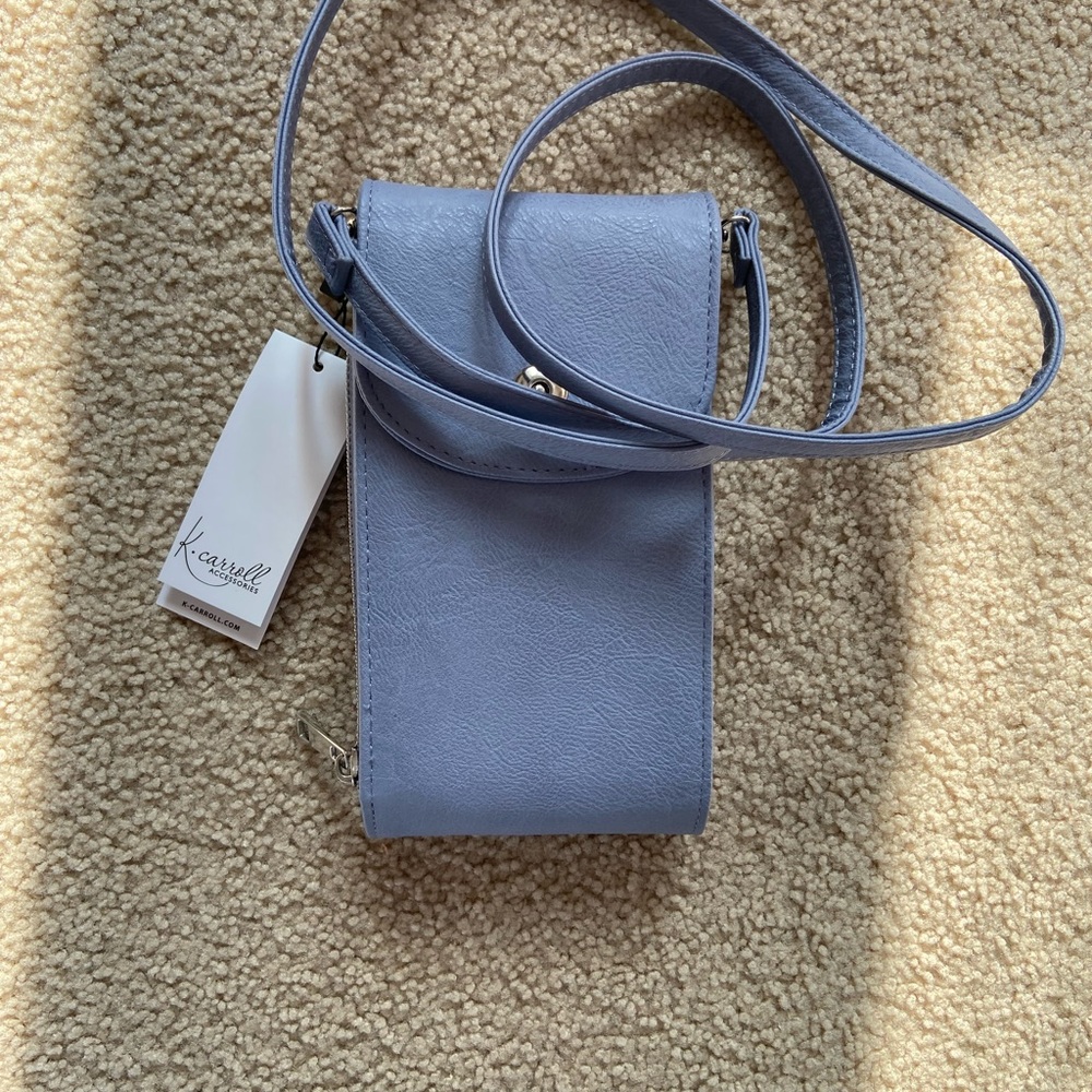 Light Blue Crossbody Phone Bag with Flap Closure